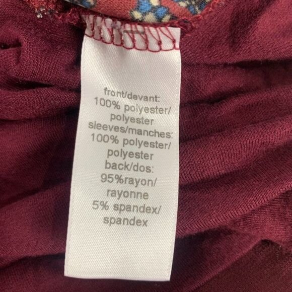 Maurices Womens Sheer Floral Burgundy Blouse With Tie Back M - Picture 4 of 5